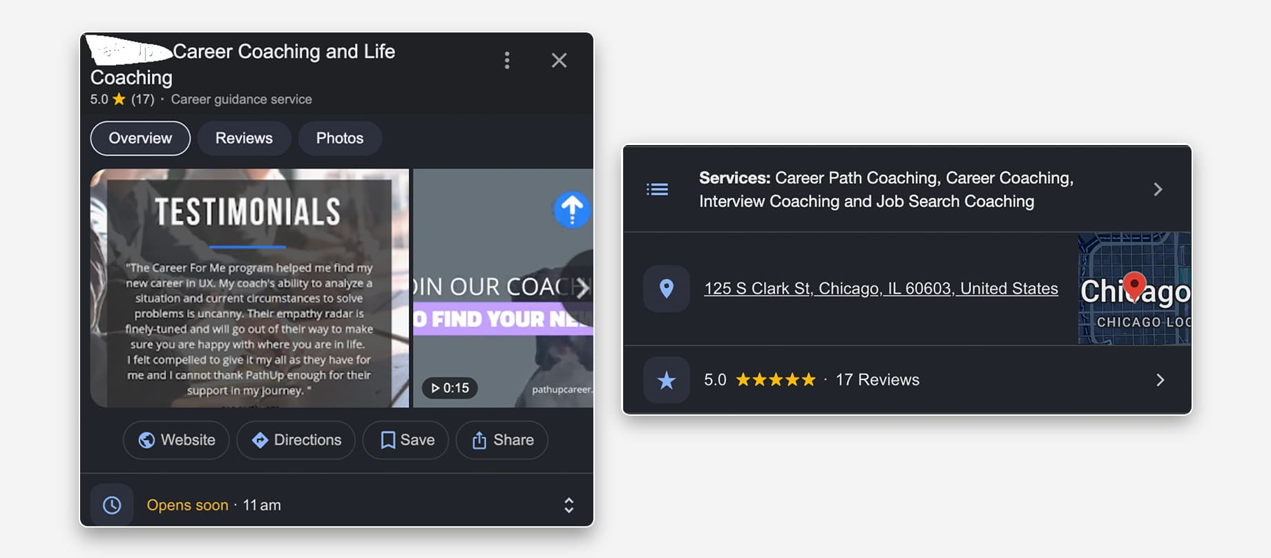 Google business profile preview