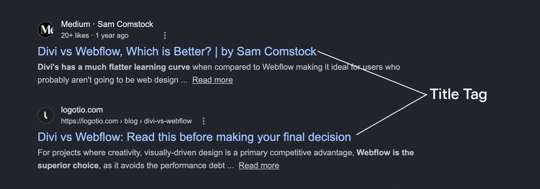Blog post title tag sample